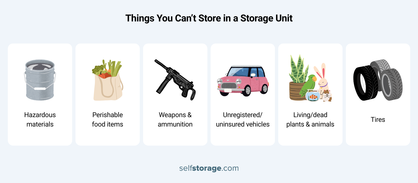 Things you can't store in a storage unit