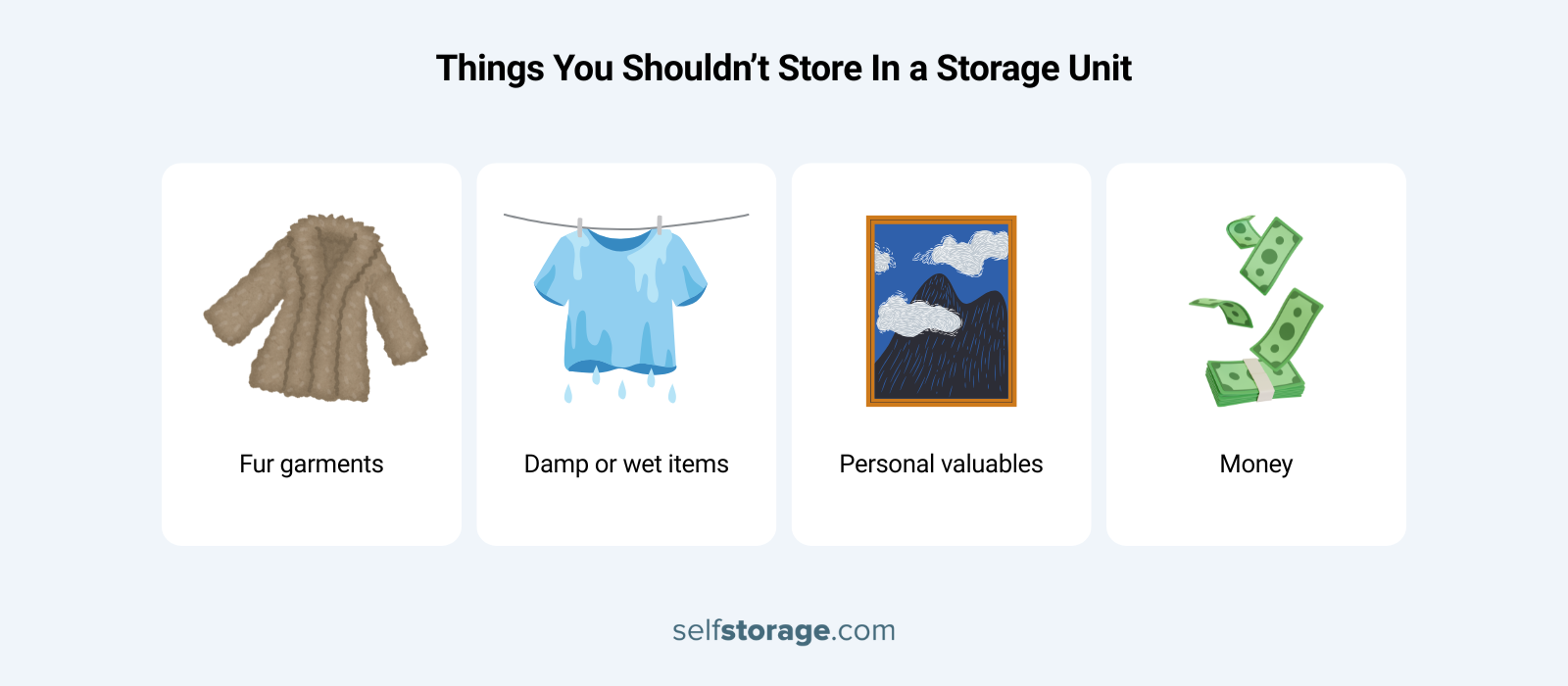 Things you shouldn't store in a storage unit