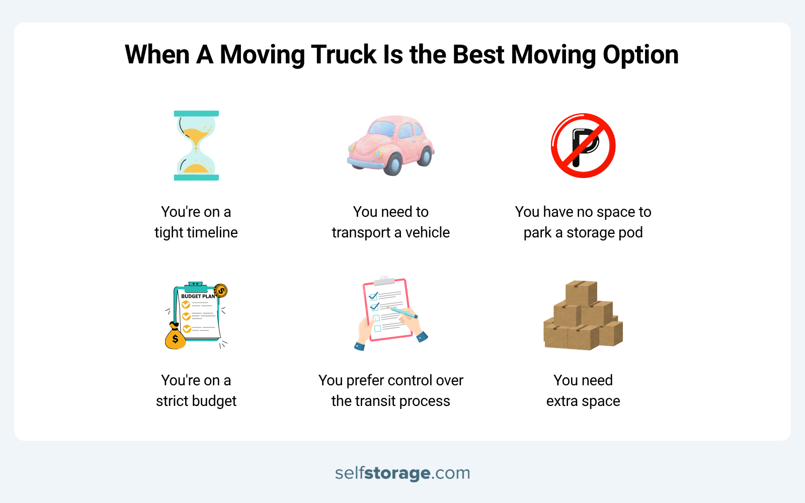 graphics with reasons to choose a moving truck