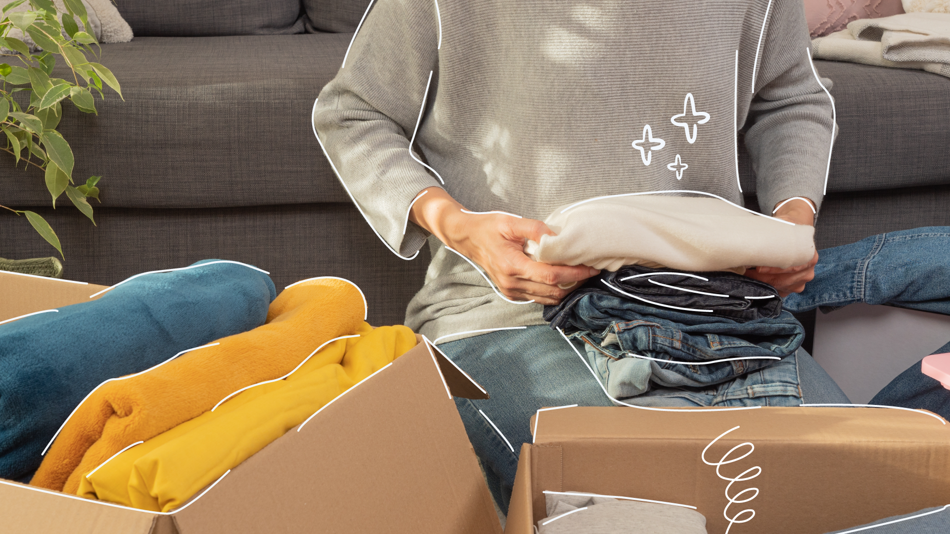 stylized image of woman organizing clothes