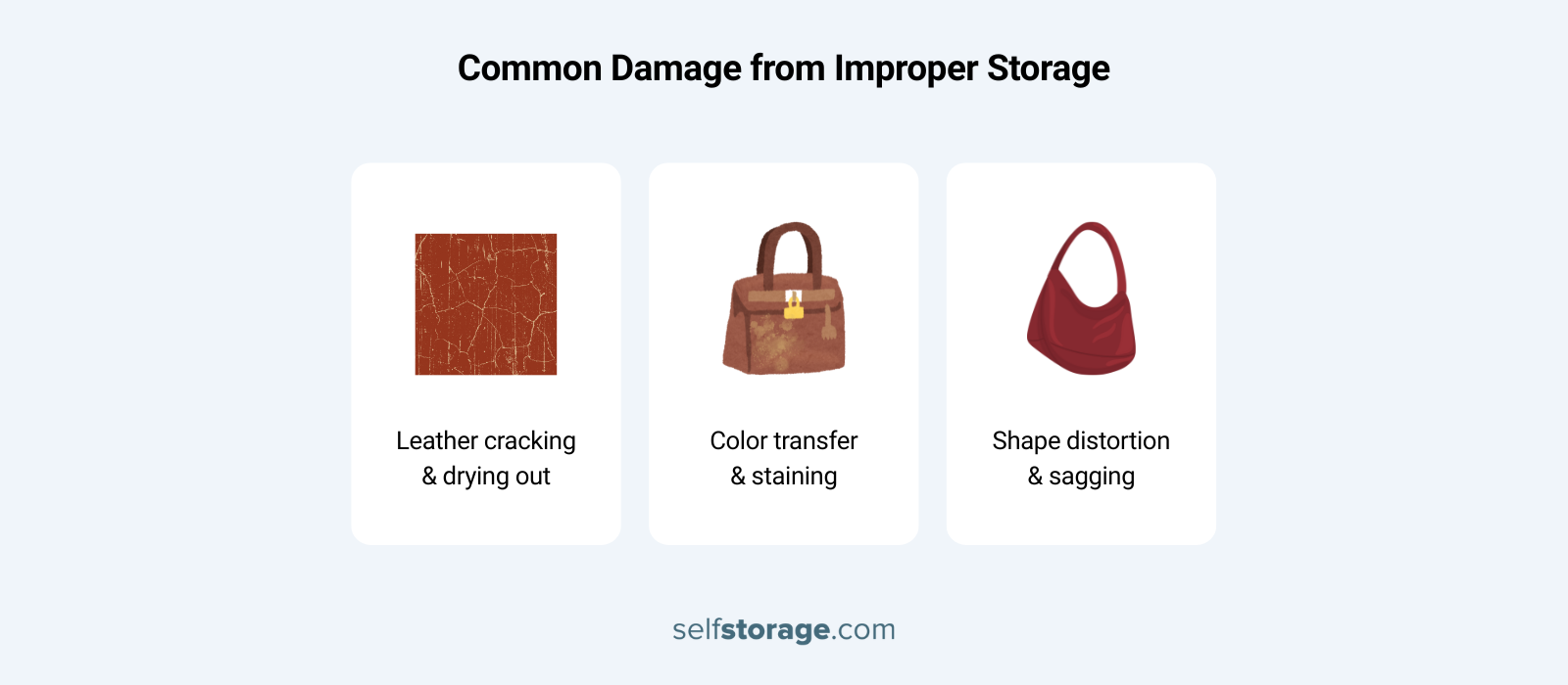 Common damages from improper storage of handbags