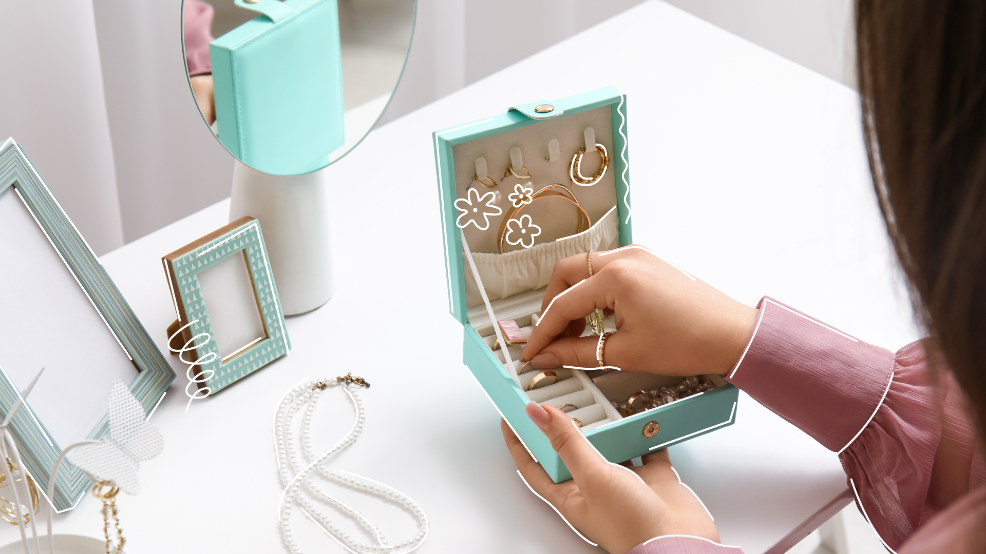 woman organizing her jewelry collection