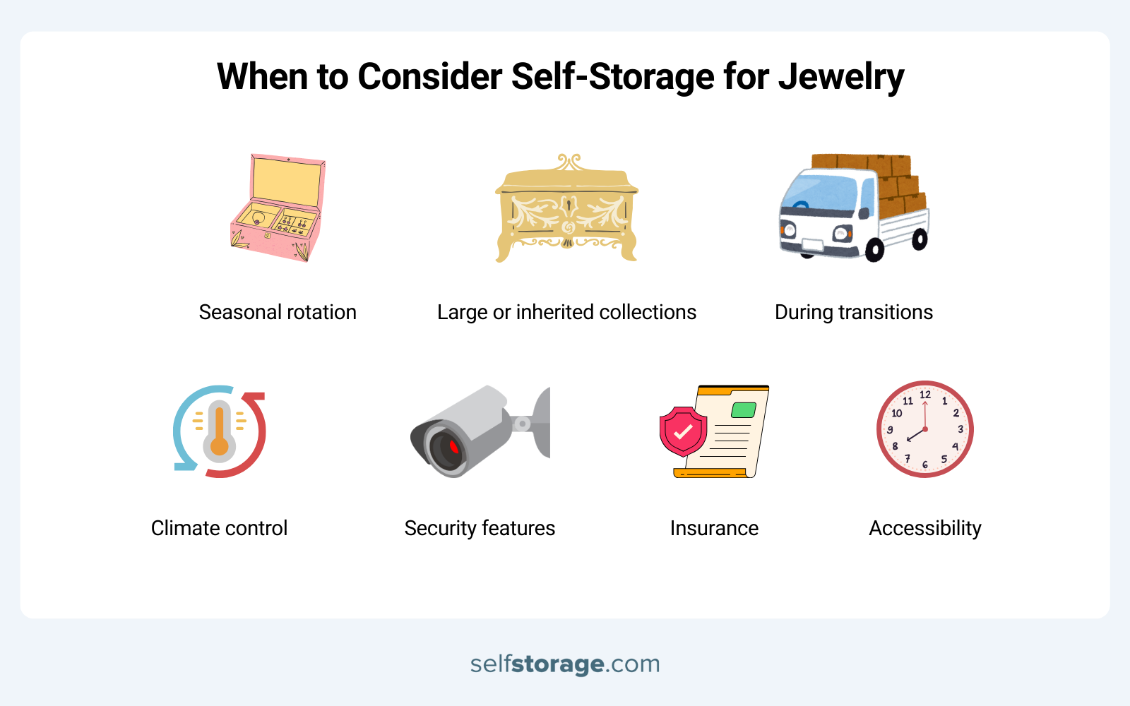 when to consider self-storage for jewelry